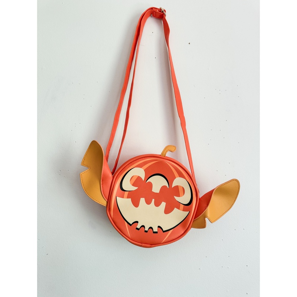 Disney Stitch Pumpkin Crossbody Bag Bioworld Halloween Glow in the Dark Orange